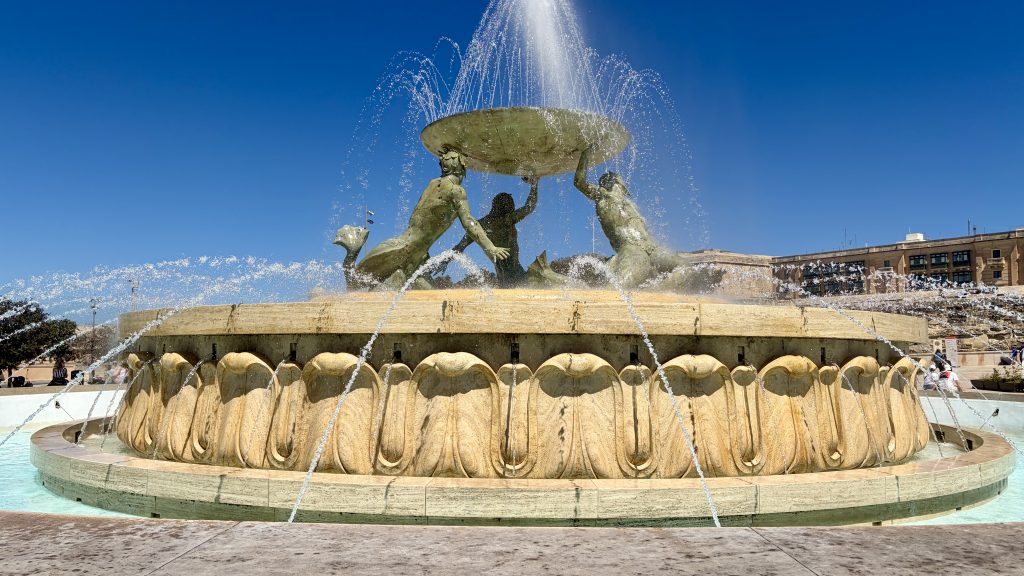 Triton Fountain at the entrance to Valletta, Malta